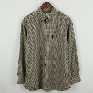 Columbia Men's Black & Tan Plaid Cotton Casual Long Sleeve Button Up Shirt